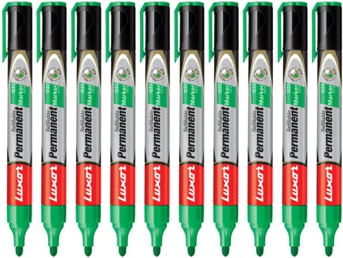 Image of LUXOR Refillable Green Permanent Marker (Set of 10)