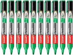 LUXOR Refillable Green Permanent Marker (Set of 10, Green)