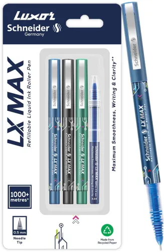 Image of Luxor Schneider LX MAX German Technology Roller Ball Pen (Pack of 3)