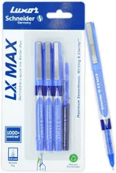 Luxor Schneider LX Max 0.5mm Needle Tip Roller Ball Pen (Pack of 3, Blue)