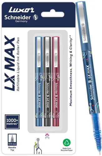 Image of Luxor Schneider LX MAX 0.5mm Roller Ball Pen (Pack of 3)