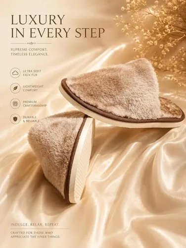 Image of luxoria Unisex Slippers (Beige , 8)