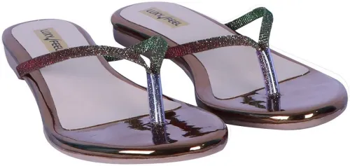 Image of luxyfeel Women Flats Sandal (Copper , 7)