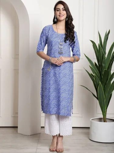 Image of luzzix  Women Printed Crepe A-line Kurta