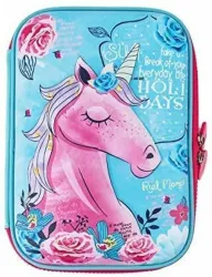 luzzo Unicorn Pouch Unicorn Art EVA Pencil Box (Set of 1, Blue)