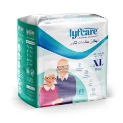 Lyfcare Adult Diapers Extra large Size (XL) - 10 Units | Unisex Diapers Pants Style | Waist (90-125 cm) | Wetness Indica