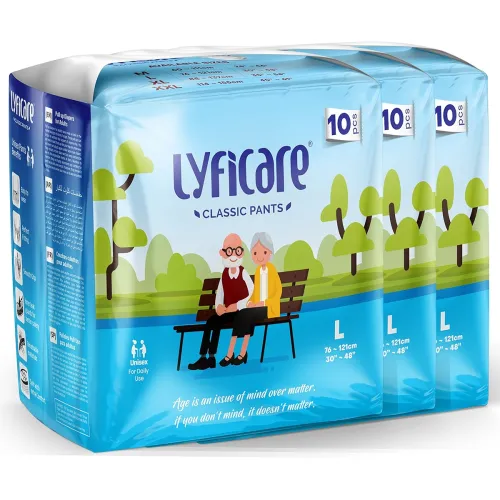 Image of Lyficare Classic Adult Diaper Large Size (L) - 30 Units (Pack of 3) | Unisex Diapers Pants Style | Waist (75-100 cm) | W