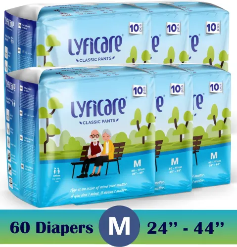 Image of lyficare Classic Pants Adult Diapers - M  (60 Pieces)