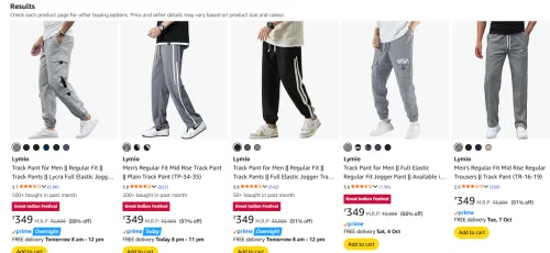 Image of Lymio Mens Track Pents At Upto 91% Off