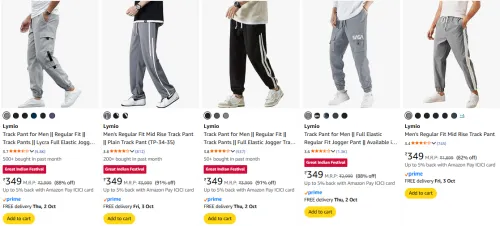 Image of Lymio Track Pant for Men starting @ ₹349