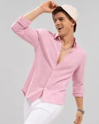 Lyphy Men Regular Fit Striped Spread Collar Casual Shirt