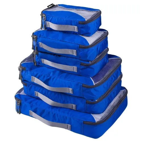 Image of Lyrovo 6 Set Packing Polyester Cubes Various Sizes Travel Luggage Clothes And Undergarment Organizer Bags Set For Men An