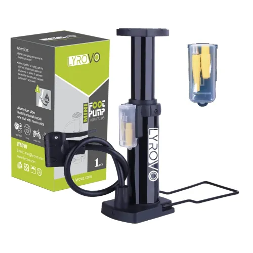 Image of Lyrovo Bike Floor Pump Portable Bicycle Foot Pump Compatible with Presta & Schrader Valve Tire Pump Lightweight Hand Foo