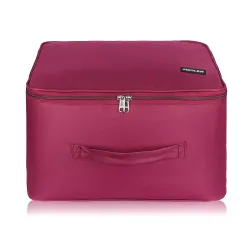 M MEDLER Adex Nylon Wardrobe Organizer Bag | Moisture-Proof Clothes Storage Box & Saree Cover with Zipper & Handle | Square (Red, 38x38x24 cm)