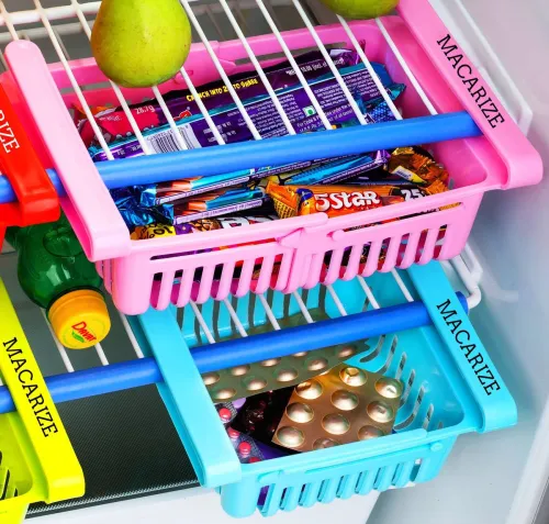 Image of MACARIZE Fruits/Vegetables Kitchen Rack Plastic 02 pc ORIGINAL ADJUSTABLE Fridge Storage JAPAN Design BY MACARIZE