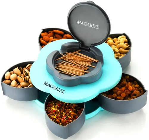 Image of MACARIZE Plastic Grocery Container - 1500 ml  (Grey, Blue)