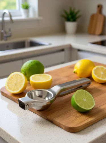 Image of MACARIZE Steel Pure Steel MAX duty Lemon Juicer Hand Juicer (Silver)