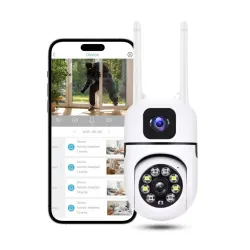 MacCam 4+4MP Smart WiFi PTZ CCTV Camera for Home Outdoor | 360° View | Color Night Vision | Two Way Audio | Wireless Security Camera with Mobile App V380 Pro (Dual Lens Mini Dome1)