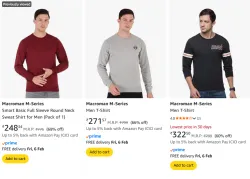 Macroman M-Series Smart Basic Sweatshirt @ Starting ₹248