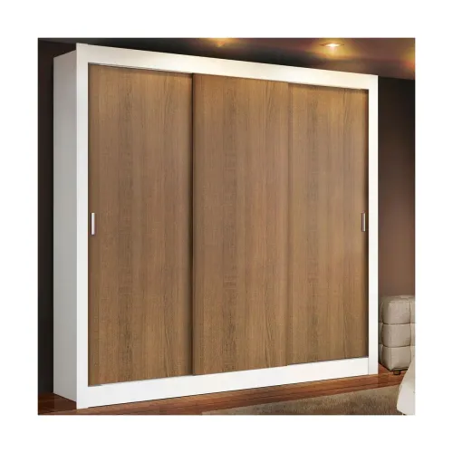 Image of Madesa 3 Sliding Doors Wardrobe Ample Storage Wooden Almirah 170 Cm with Shelve
