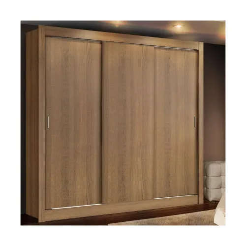 Image of Madesa 3 Sliding Doors Wardrobe Ample Storage Wooden Almirah 170 Cm with Shelve
