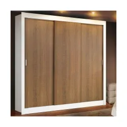 Madesa 3 Sliding Doors Wardrobe Ample Storage Wooden Almirah 170 Cm with Shelve
