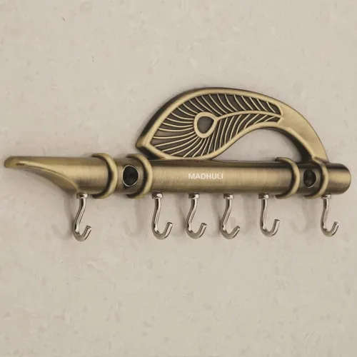 Image of MADHULI Krishna Flute Key Holder – Antique Brass