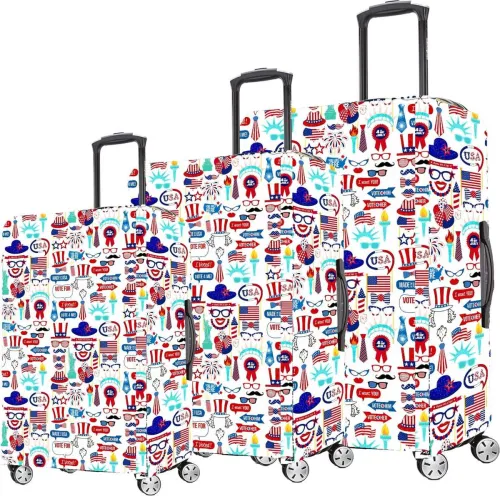 Image of MADHVACREATION Printed Travel Suitcase Trolley Bag Protector - Scratch & Dust Proof Stretchable & Scratchproof , Reusabl