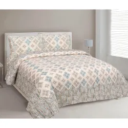 Mafatlal Jaipuri King Cotton Bedsheet Set | 144 TC | 90 x 108 Inches | Traditional Print | Comfortable & Durable | 2 Pillow Covers |Dutch White