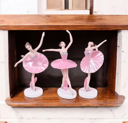 Image of Mag Creation 5 Types of Ballet Dancing Girl as a Toy and Showpiece Decorative Showpiece - 15 cm (Polyresin, Pink)