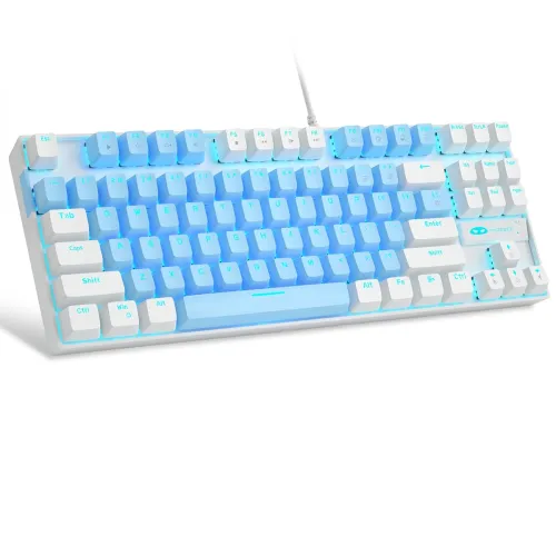 Image of MageGee 75% Mechanical Gaming Keyboard with Blue Switch, LED Blue Backlit, 87 Keys Compact TKL Wired Computer Keyboard