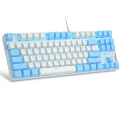 MageGee 75% Mechanical Gaming Keyboard with Red Switch, Led Blue Backlit Keyboard, 87 Keys Compact Tkl Wired Computer Ke
