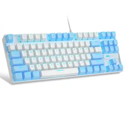 MageGee 75% Mechanical Gaming Keyboard with Red Switch, Led Blue Backlit Keyboard, 87 Keys Compact Tkl Wired Computer Ke
