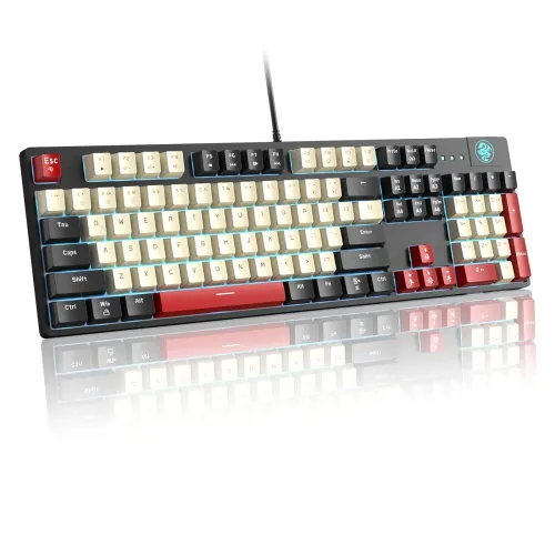 Image of MageGee Mechanical Gaming Keyboard MK-Armor LED Rainbow Backlit Wired USB 104 Keys Red Switches