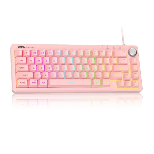 Image of MageGee Mini 60% Gaming Keyboard, RGB Backlit 66 Key Ultra-Compact Keyboard, TS68 Ergonomic Waterproof Mechanical Feelin