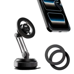 MagFold Pro Magnetic Car Phone Holder (360° Foldable Arm, Vacuum Suction)