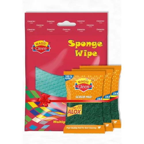 Image of Magic Cleen Sponge Wipe (3pcs) and Nylon Scrub Pad 3 x 4 (3pcs)
