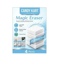 Magic Eraser | Pack of 4 | Scratch Free, Chemical Free, Multisurface Cleaner | Remove 100+ Stains from Walls, Shoes, Furniture, Switch Board & Kitchen | Tough on Stains & Gentle on Surface