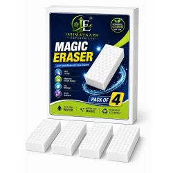 Magic Eraser Sponge for Wall | Pack of 4 High Density Melamine Sponge | White Cleaning Sponge for Marks | Water Activated Eraser | Multipurpose Cleaning Pad