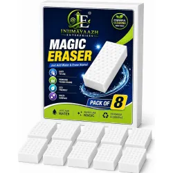 Magic Eraser Sponge for Walls | Pack of 8 High Density Melamine Sponge | White Cleaning Sponge for Marks, Dirt & Scuff Removal | Multipurpose Cleaning Pad