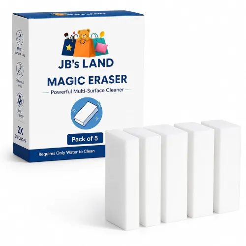 Image of Magic Eraser Sponge | Pack of 5 | No Scratch Multi-Surface Cleaning Sponge | Removes Tough Stains | Just Add Water | 