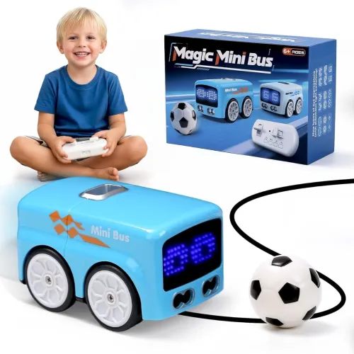 Image of Magic Mini RC Bus, 2.4 GHZ Inductive Car that Follows Drawn Line, Interactive Magic Mini Bus with Gestures Follow & Esca