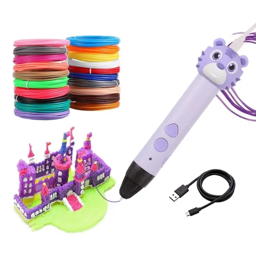 Image of Magicwand® 3D Printing Pen with Silicone Tiger Head &【3 Metre Each 3 Filaments & 10 Metre Each 5 Filaments Extra】【Pack o