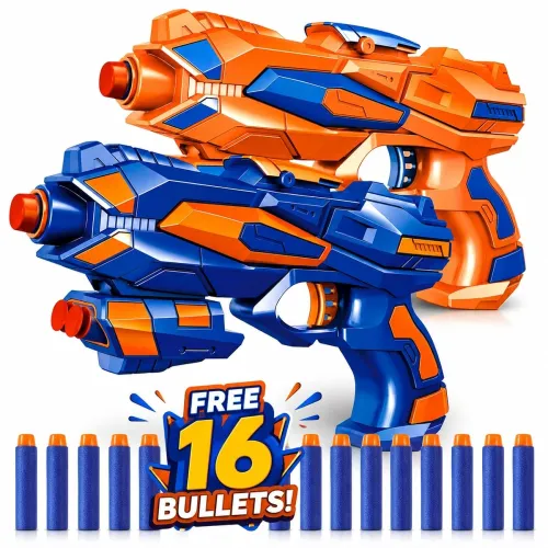Image of Magicwand® Plastic Foam Dart Guns with 16 Bullets【Pack of 2 Guns】【Colors as Per