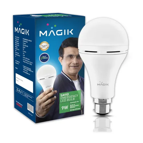 Image of MAGIK Savio 9W LED Rechargeable Emergency Bulb | 6500K Cool White | 4-Hour Backup | B22 Base | Energy Efficient Light fo