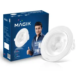 MAGIK Beamer 3W LED Spotlight | Natural White (4000K) | Pack of 1 | High-Lumen Accent & Task Light, Energy-Efficient Ind