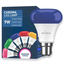 MAGIK Chroma 9W (Blue) LED Bulb | B22 Base | Vibrant Decorative Light for Home, Festive & Party Lighting | Energy Efficient | Pack of 1