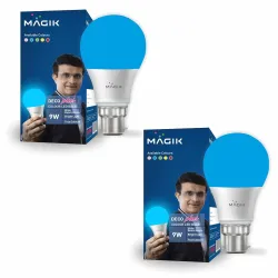 MAGIK Deco Plus 9W (Blue) LED Bulb | B22 Base | Decorative Light for Home, Festive & Party Ambience | Energy-Efficient & Long-Lasting | Pack of 2