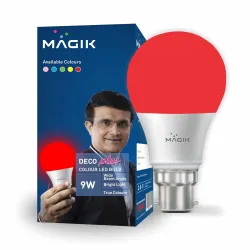 MAGIK Deco Plus 9 W (Red) LED Bulb | B22 Base | Decorative Light for Home, Festive & Party Ambience | Energy-Efficient &