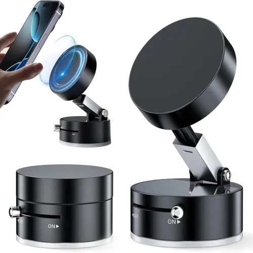 Image of Magnetic Car Phone Holder for Dashboard – Vacuum Suction Mount, Shockproof & Hands-Free, Strong Grip, Compatible with Al